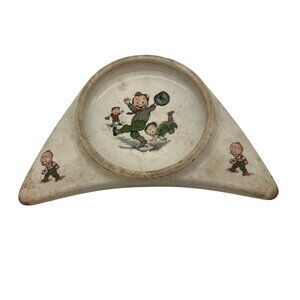 Triangular High Chair Baby Plate Kids Playing Baseball Unmarked Underwood Style